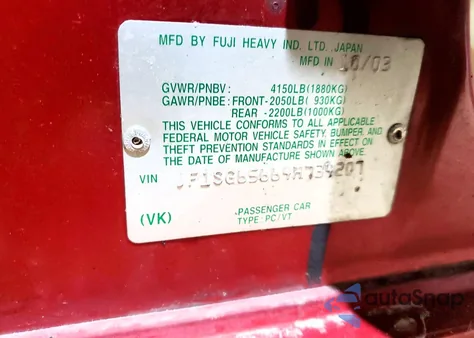 2004 Subaru Forester 2.5Xs z USA, uszkodzony, nr VIN JF1SG65664H734207